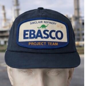 Vintage EBASCO Refinery Project Team Snapback Hat Black